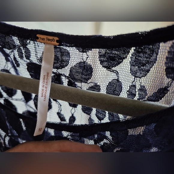 Free People Navy Lace Long Sleeve Dress - Picture 4 of 5